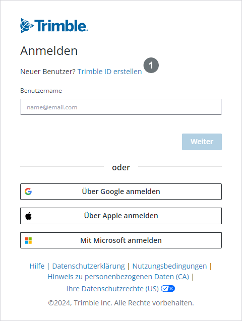 Trimble Account erstellen