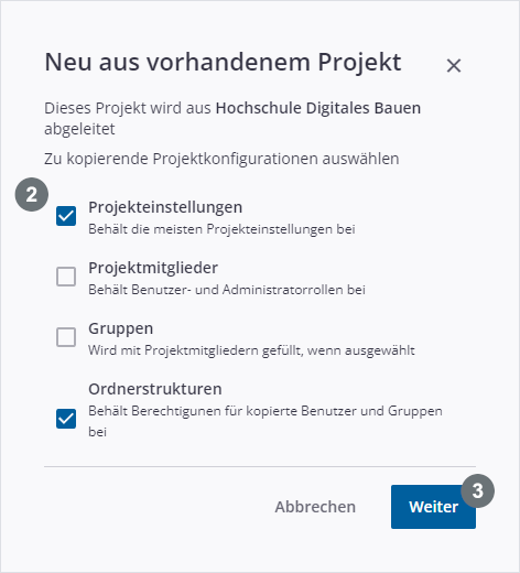 Vorlage Projektkonfiguration